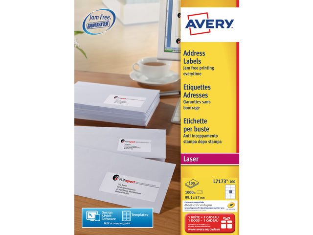 Adresetiket Avery QuickPeel 99,1x57 mit 100 Vel 10 Etiketten pro Vel