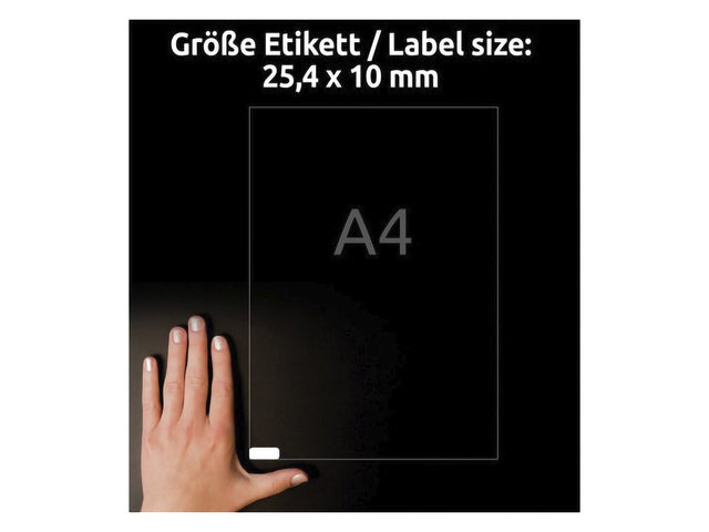 Etikett Avery, selbstklebend, 25,4 x 10 mm, mit permanentem 20-Vel, 189 Etiketten pro Vel