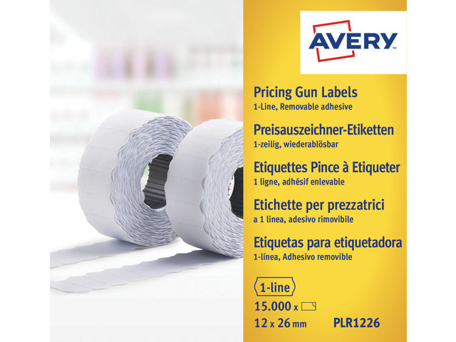 prijstangetiketten Avery niet-permanent 26x12mm wit 10 rol in doos