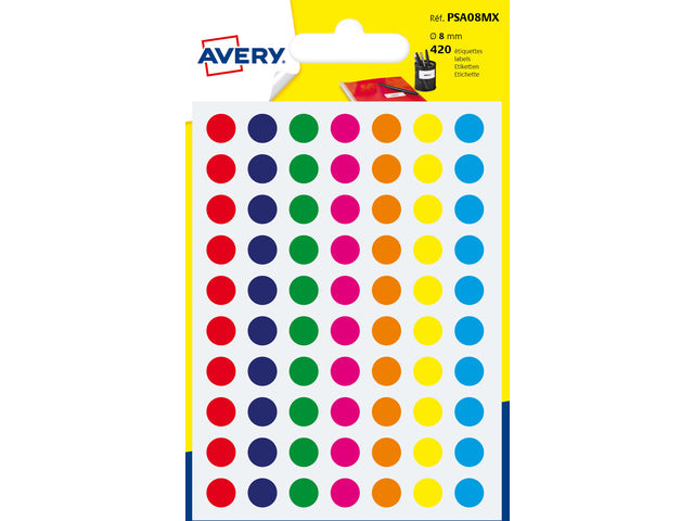 Etiketten Avery 8mm rond