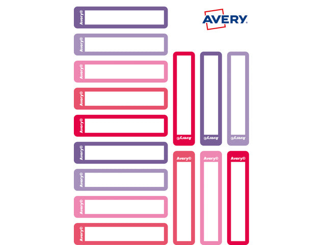Naam etiket mini Avery 30stuks assorti rood Family