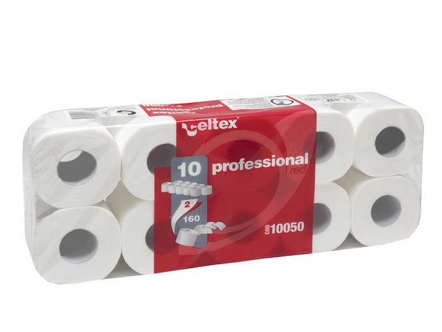 Toiletpapier Celtex Professional Rood 2-laags wit 160 vel 120 rol (12x10)