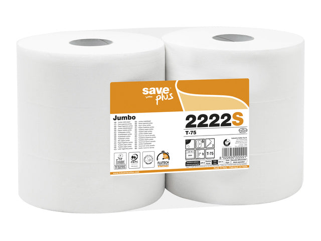Toiletpapier Celtex Save Maxi Jumbo 2-laags wit 300 meter krimp a 6 rol