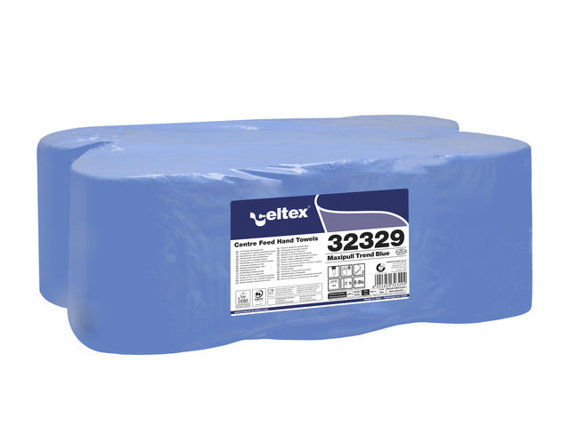 Poetspapier Celtex Centerfeed Midi 2-laags blauw 108 meter krimp a 6 rol