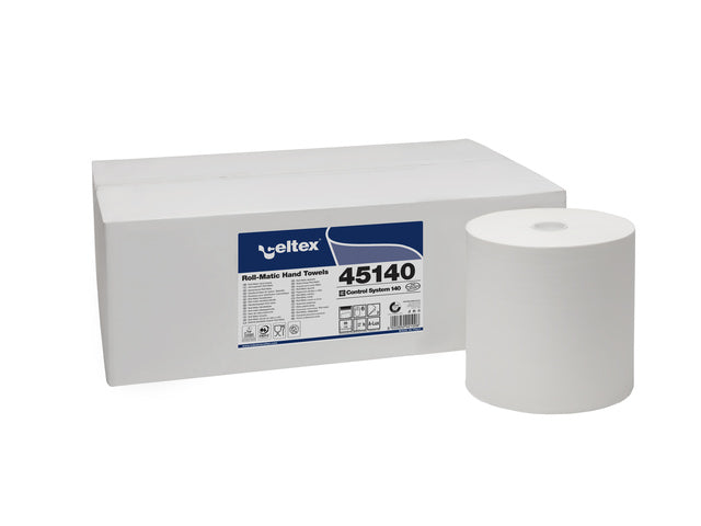 Handdoekrol Celtex MM E-Control 2-laags wit 140 meter doos a 6 rol