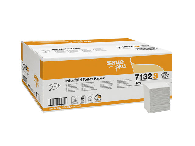 Toiletpapier Celtex Save gevouwen 2-laags wit 250 vel doos a 36 pak