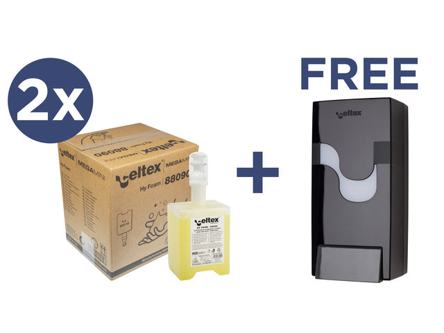 Voordeelbundel Celtex handzeep met gratis zeepdispenser Megamini Formatic