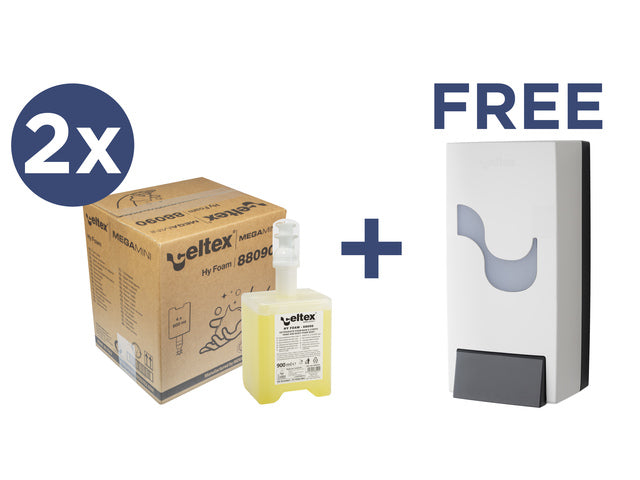 Voordeelbundel Celtex handzeep met gratis zeepdispenser Megamini Formatic