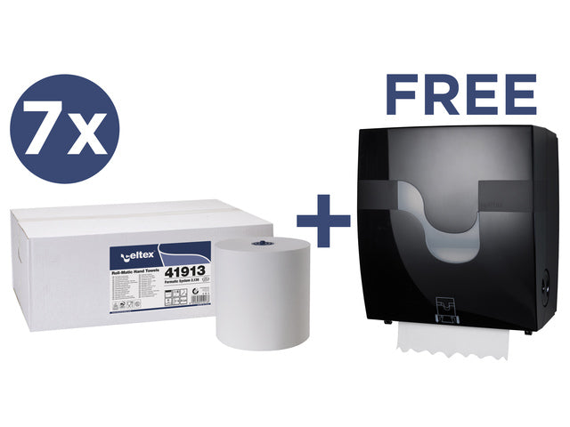 Voordeelbundel Celtex handdoekpapier met gratis Megamini Formatic dispenser