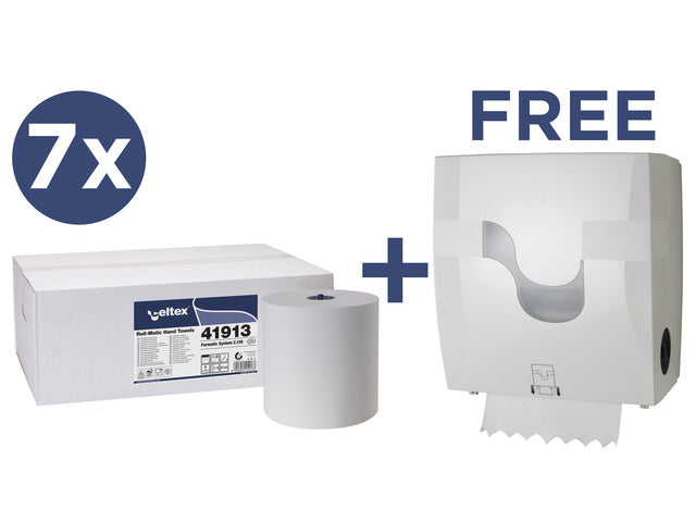Voordeelbundel Celtex handdoekpapier met gratis Megamini Formatic dispenser