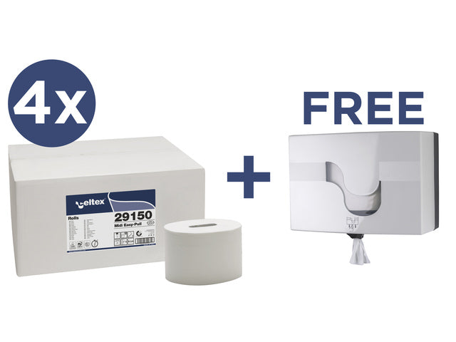 Voordeelbundel Celtex toiletpapier met gratis Megamini Easy-Pull dispenser