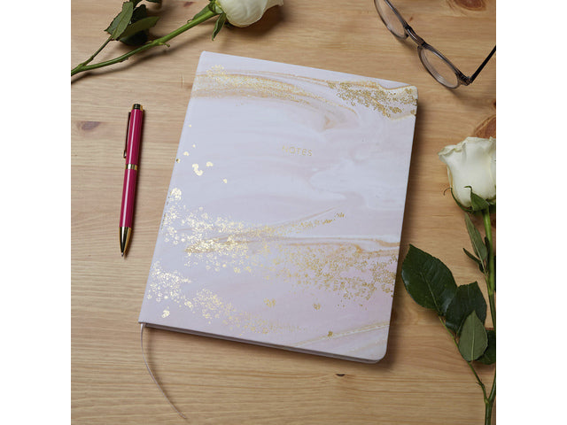 Notitieboek Èccolo Pink Marble lijn ca.20x25cm 80gr. 256pag.