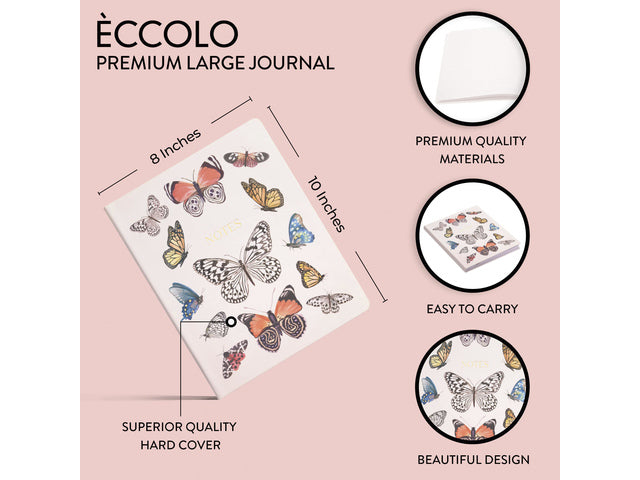 Notitieboek Èccolo Butterflies lijn ca.20x25cm 80gr. 256pag.