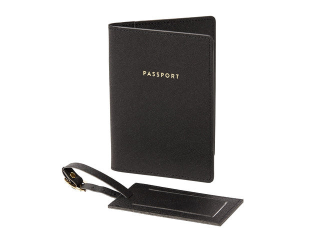Reiscadeauset Èccolo Black Crown paspoortkaart en bagagelabel