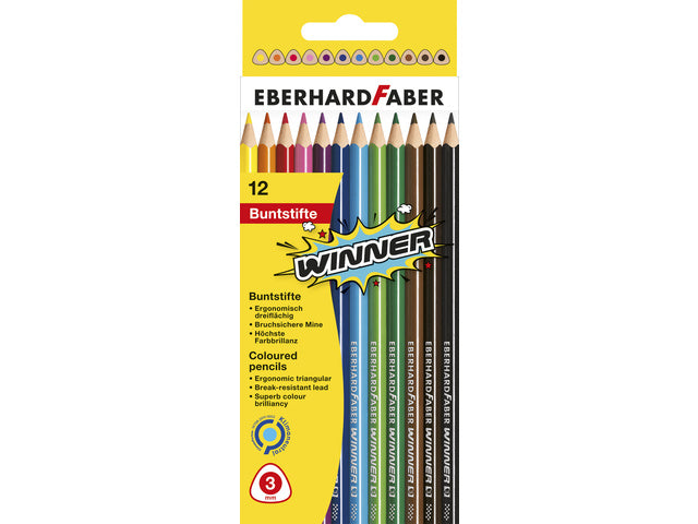Kleurpotlood Eberhard Faber Winner, dreikantiges, sortiertes Etui mit 12 Stück