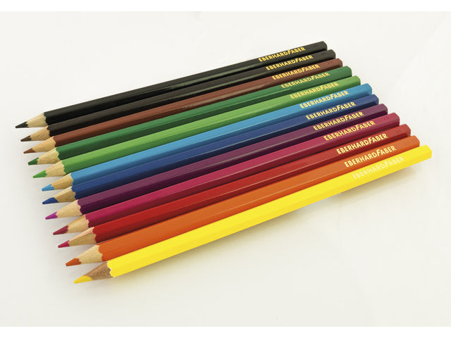 Kleurpotlood Eberhard Faber 17,5cm behuizing etui à 12 stuks assorti kleuren