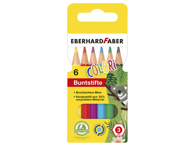 Farbenfrohes Eberhard Faber 9 cm Etui mit 6 Stück sortierten Farben