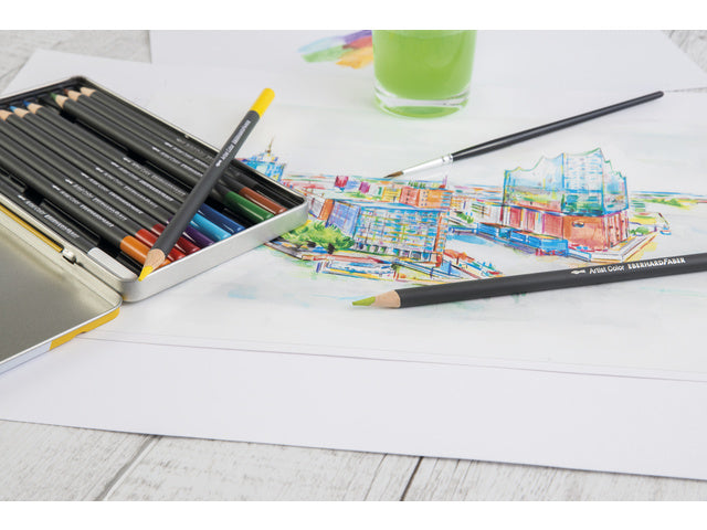 Aquarelpotlood Eberhard Faber Artist kleur metaaletui a 12 stuks