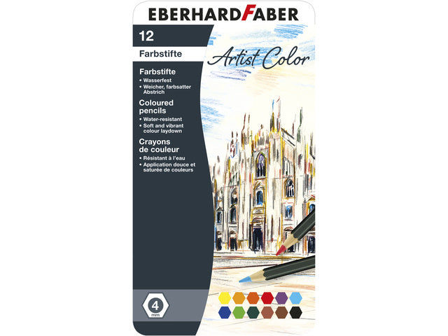 kleurpotloden Eberhard Faber Artist Colour metaaletui a 12 stuks