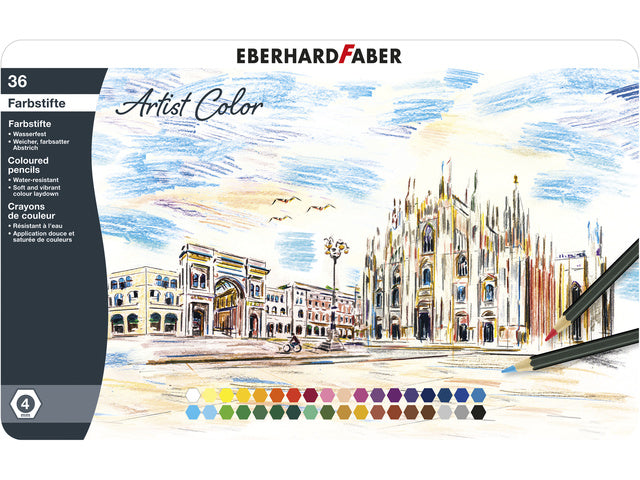 Kleurpotloden Eberhard Faber Artist Colour metaaletui a 36 stuks