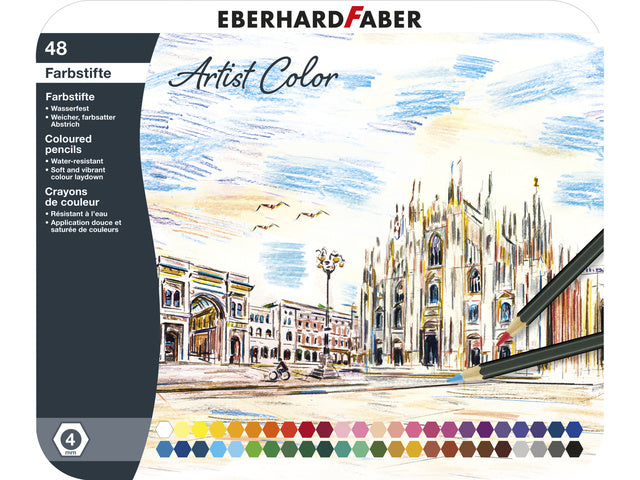 Kleurpotloden Eberhard Faber Artist Colour metaaletui a 48 stuks