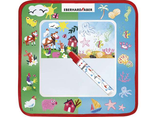 Tekenmat Eberhard Faber Aquafun 32x32cm incl. 1 waterstift