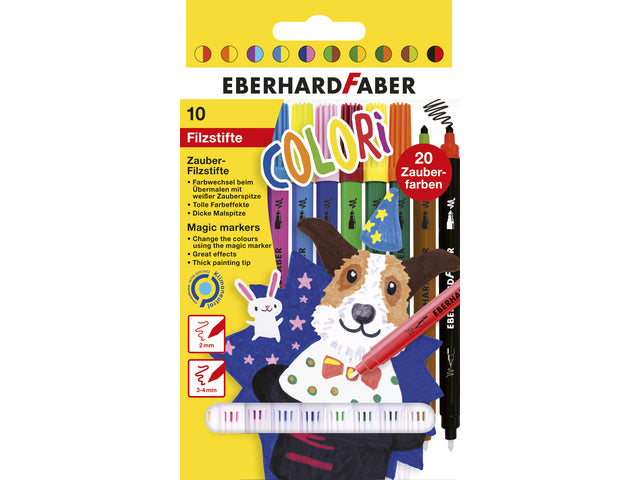 Viltstift Eberhard Faber magische marker 9 kleuren en 1 tovermarker