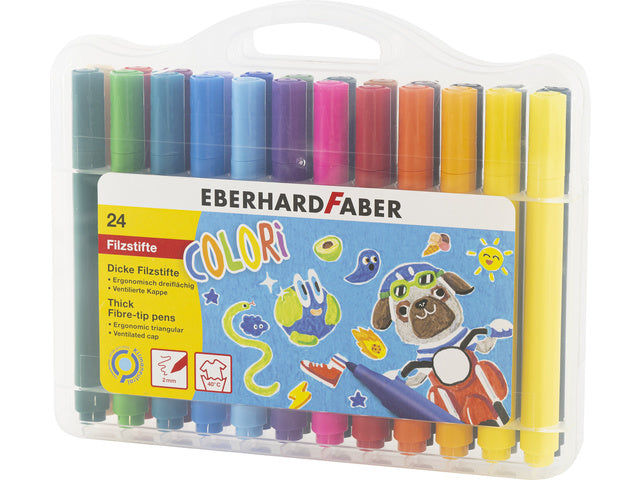 Viltstiften Eberhard Faber Jumbo 2mm 24 kleuren in kunststof etui