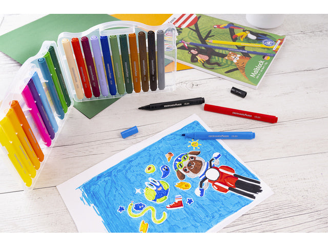 Viltstiften Eberhard Faber Jumbo 2mm 24 kleuren in kunststof etui