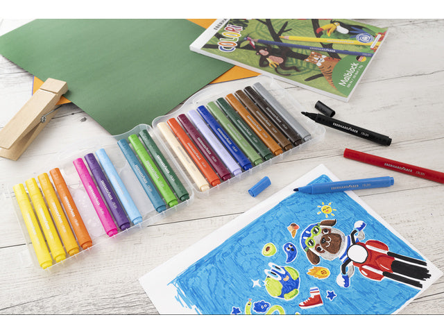 Viltstiften Eberhard Faber Jumbo 2mm 24 kleuren in kunststof etui