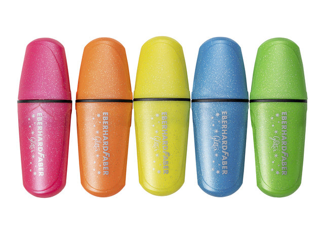 Textmarker Eberhard Faber Mini-Glitzer-Neon-Etui, 5 Stück