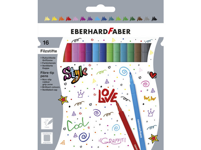 Viltstiften Eberhard Faber kartonetui 16 stuks