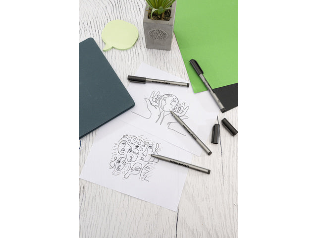 Pigment Fineliner Eberhard Faber 4. Im schwarzen Etui, 0,05, 0,1, 0,3 und 0,5 mm