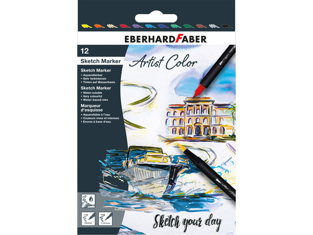 Schetsmarker Eberhard Faber 12 stuks assorti kleuren