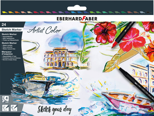 Schetsmarker Eberhard Faber 24 stuks assorti kleuren