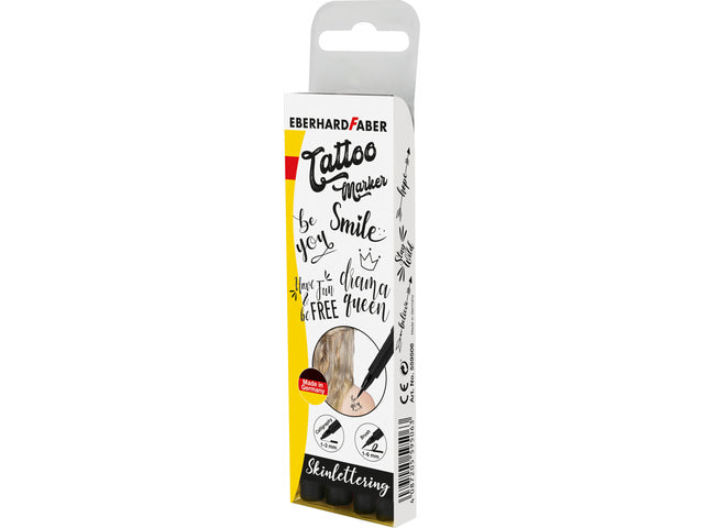 Tattoostift Eberhard Faber 4 Stück Pinsel und Kalligraphie schwarz