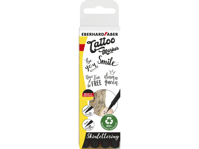 Tattoostift Eberhard Faber 4 Stück Pinsel und Kalligraphie schwarz