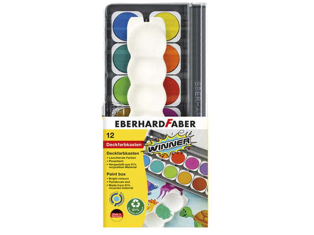 Verfdoos Eberhard Faber Winner 12 kleuren incl. mengpalet