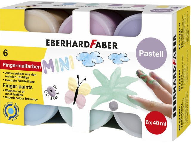 Vingerverf Eberhard Faber ass. kleuren pastel 6x40ml in karton