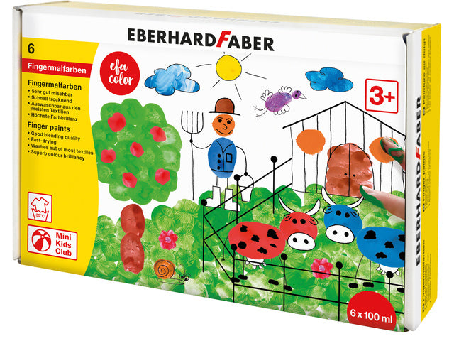 Vingerverf Eberhard Faber 100ml geel, rood, blauw, groen, wit, zwart