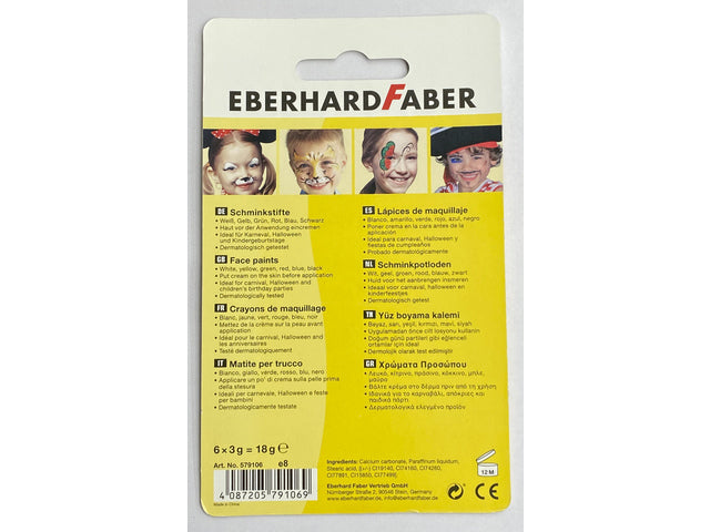 Schminkstiften Eberhard Faber klein, set 6 kleuren op blisterkaart