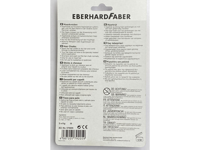 Haarkrijt Eberhard Faber metallic kleuren 3st. Kont. (roze,blauw,groen)