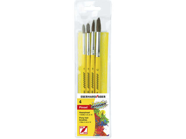 Penselenset Eberhard Faber ponyhaar maat 4-6-8-12