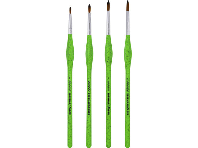 Penselenset Eberhard Faber Groen Winnaar 4e. Fijn 0,1,2 en 4, synthetisch haar en handvat