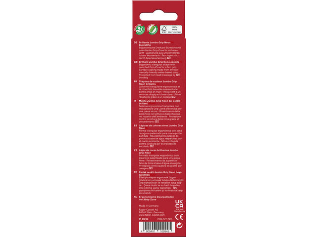 Kleurpotlood Faber-Castell Jumbo GRIP etui 5 kleuren