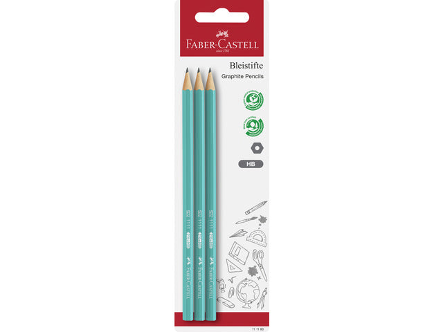Potlood Faber-Castell 1111 HB schoolset 3 stuks op blister