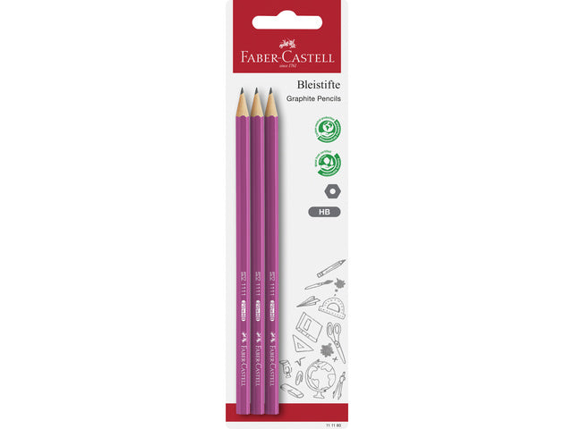 Potlood Faber-Castell 1111 HB schoolset 3 stuks op blister