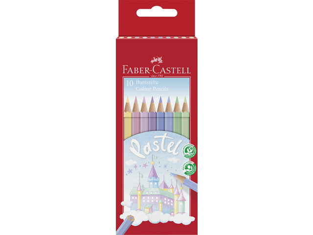 Kleurpotloden Faber-Castell pastel zeskantige kartonnen etui á 10 stuks