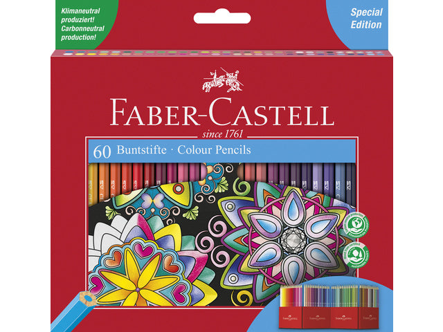 Kleurpotlood Faber-Castell Castle zeskantige kartonnen etui met 60 stuks