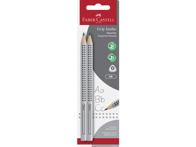 Potloodset Faber-Castell 2stuks Jumbo met grip in blister. Hardheid HB.